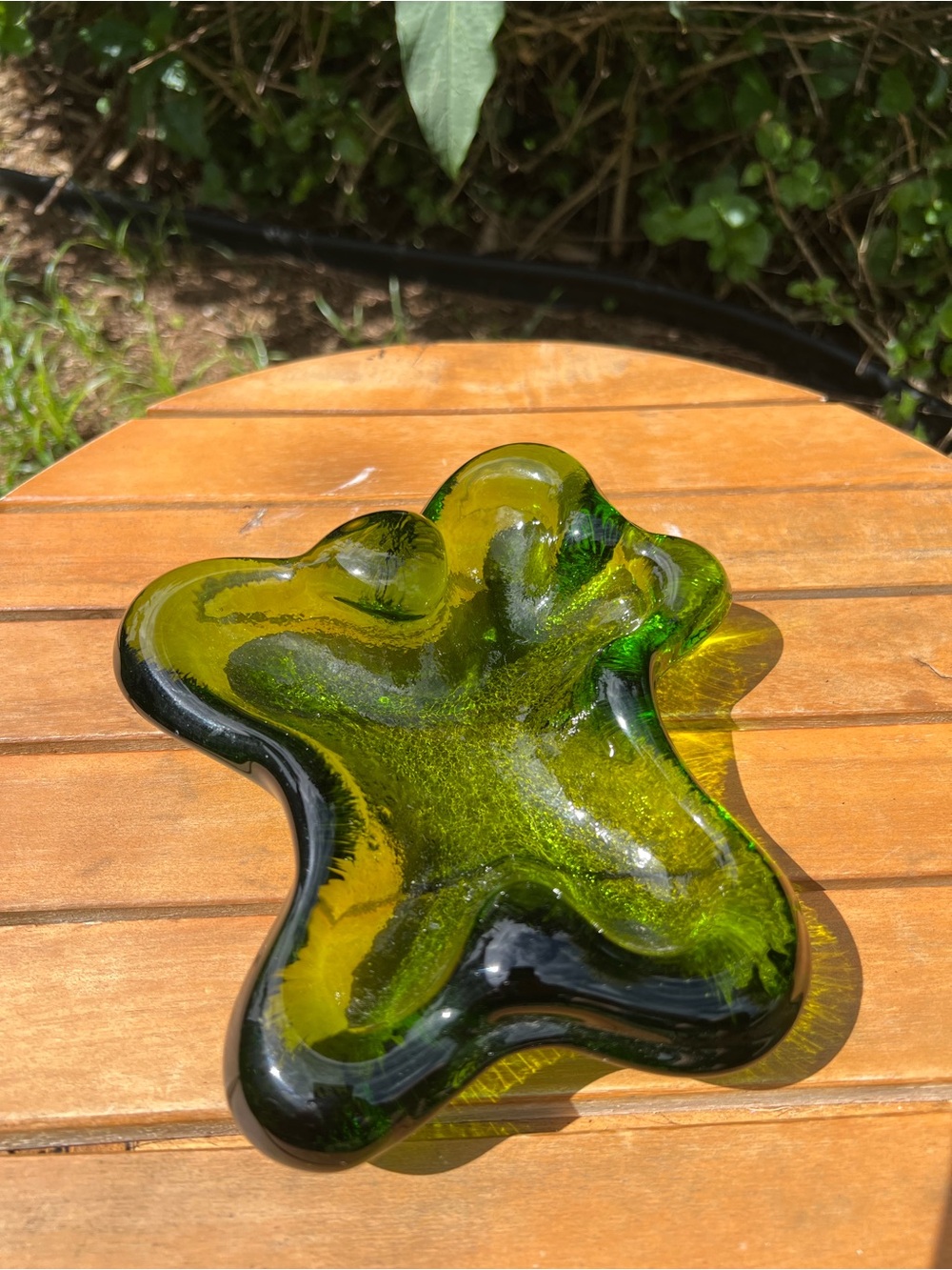 Vintage Blenko Ameoba Green Glass Decorative Dish Tray